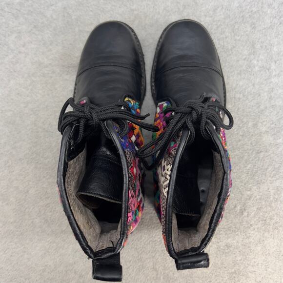 Teysha  Guatemalan Leather Embroidered Ankle Boot - Black - Women size 6.5 - Picture 7 of 12